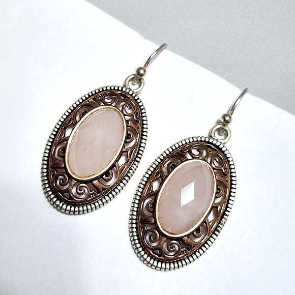 BARSE Rose Quartz Silver Earrings 1.5" - Picture 11 of 12